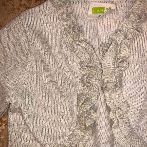 Crazy 8 Cream/ Gold Sparkle Ruffle Sweater Sz 3T - Picture 3 of 7